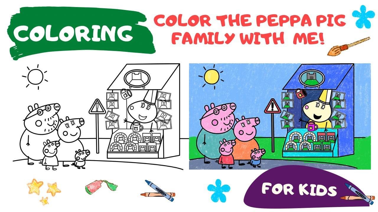 Daddy Pig Family Coloring - Ms. Rabbit's Souvenir Shop - Peppa Pig ...