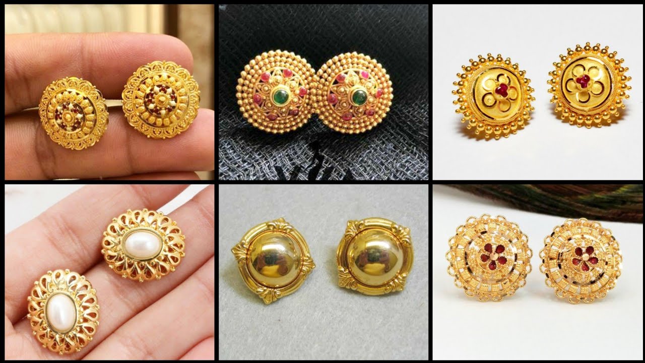 Light Weights Gold Earrings Tops Design's Different Styles/Daily Wear ...