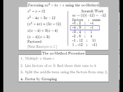 what is the ac method factoring quadratic expressions ac method