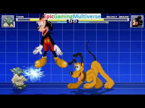 Mickey Mouse VS Yoda The Grand Jedi Master From Star Wars Series In A MUGEN Match / Battle / Fight