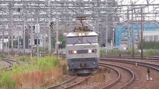 JR岸辺駅　岸辺大カーブ通過貨物 2019.10.2