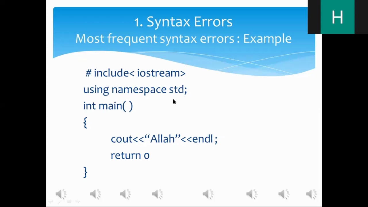 Online Lecture on Types of Errors in C++ By Assistant Professor , Date ...