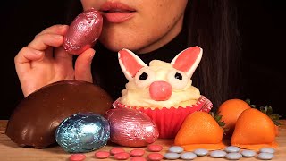 ASMR Easter Bunny Cupcake, Chocolate Eggs, Carrot Strawberries | Eating Sounds (No Talking)