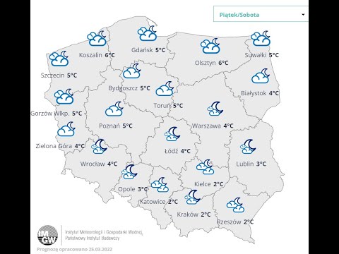 IMGW-PIB: Synoptyczna prognoza/briefing pogody dla Polski na weekend 25-27.03.2022 r.)