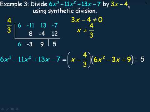 Dividing Polynomials and the Remainder Theorem Part 2 - YouTube