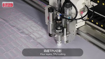 VC9-1625TT-P, Four-layer PU digital knife cutting for shoe materials.