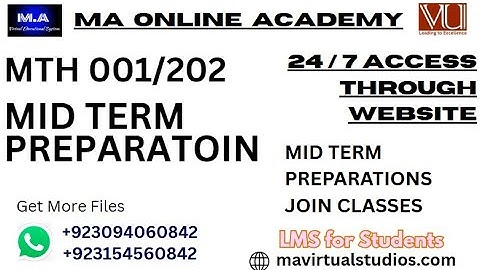 MTH 001/202|| Midterm Preparation Spring 23 Solved Mcqs (P-2)