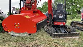 Needham Ag  Lipa TLBE 70 Flail Mower  Coupled To A Kubota U274 Mini Excavator