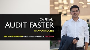 CA Final AUDIT FASTER | CA Sarthak Jain | Lecture 01 | For May & Nov 2020