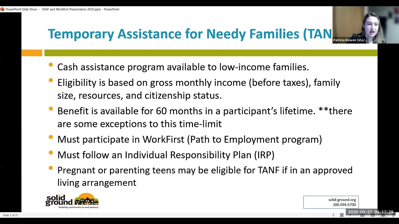 Temporary Assistance for Needy Families (TANF) & WorkFirst Training - March 27, 2025