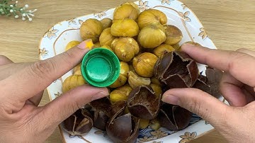 It Turns Out That Peeling Chestnut Shells Is So Simple; All You Need Is A Bottle Cap.