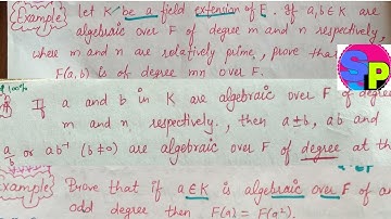 If a is algebraic over F of an odd degree then F(a)= F(a^2) || Field extension || Msc Maths