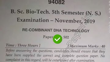 2019 Mdu BSc Biotech 5th Sem Recombinant DNA Technology Question Paper