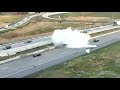 Watch as truck blasts into concrete barrier - you'll be surprised!