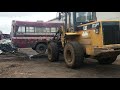 How to crush  an old school bus at our salvage yard, part#1