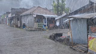 Heavy rain in my village Indonesia | very cold | fall asleep to the relaxing sound of heavy rain