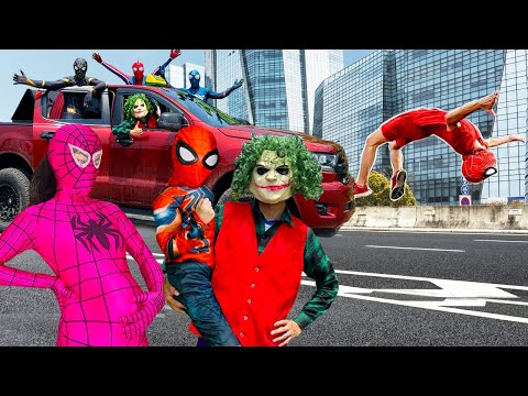 Bros SpiderMan vs Super CAR Taxi || JOKER help Spider-Man's Wife Gives Birth ! ( Live Funny Video )