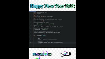😎Happy New Year 2025 Python Code💥Happy New Year Script💥Python Tips and Tricks#bharath_ujire#Short