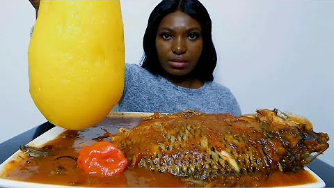asmr mukbang tilapia fish pepper soup with starch fufu