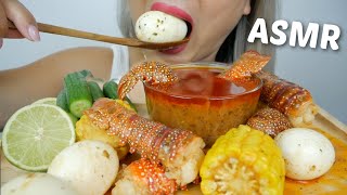 SEAFOOD BOIL with Baby Lobster Tail and Soft Boiled Eggs *No Talking Eating Sounds | N.E Let's Eat