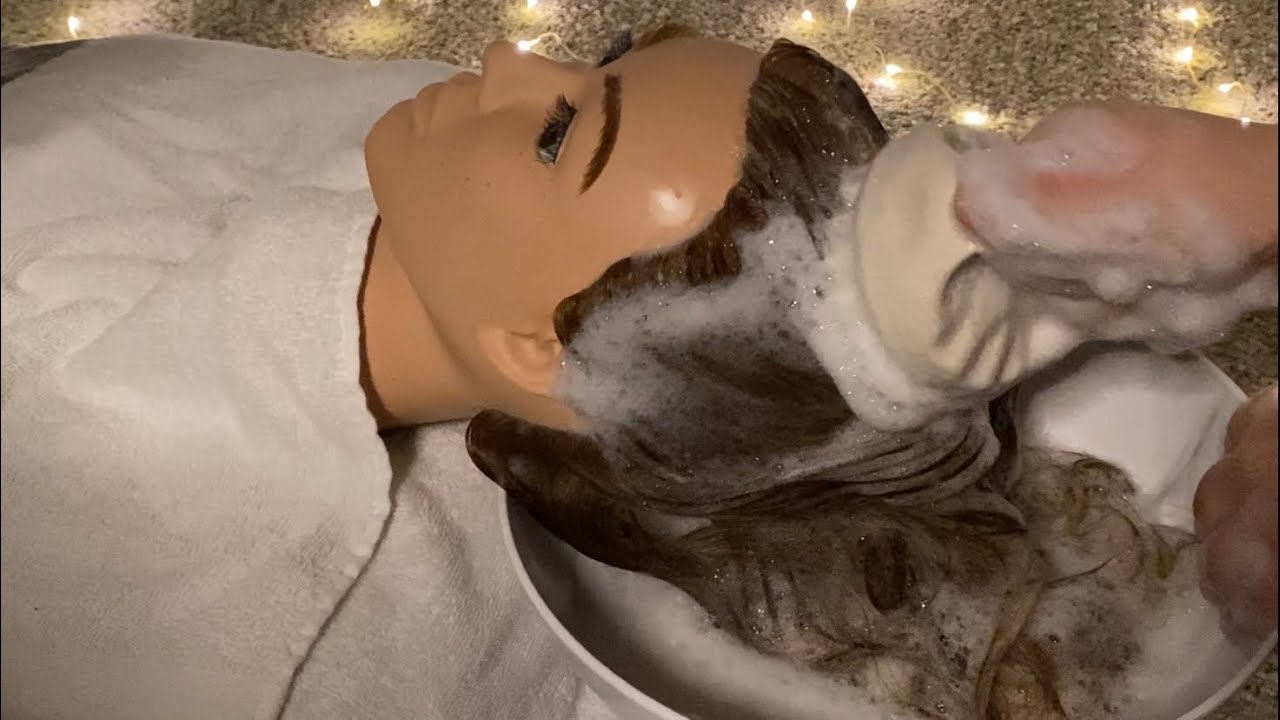 ASMR Hair Spa on Mannequin (shampoo, hair brushing, scalp massage) ~ No Talking