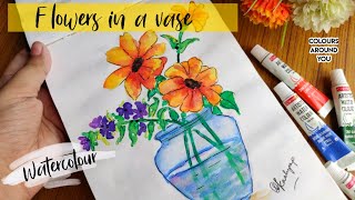 Easy Watercolour Painting of Flowers in a Vase | Colours Around You