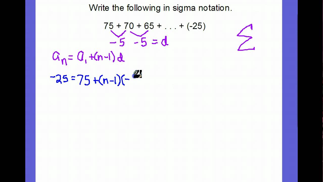 Arithmetic Series in Sigma Notation - YouTube