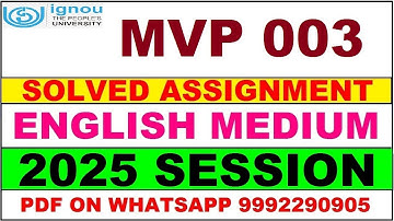 MVP 003 solved assignment 2025 in English || mvp 003 solved assignment 2025 || ignou mvp003 2025