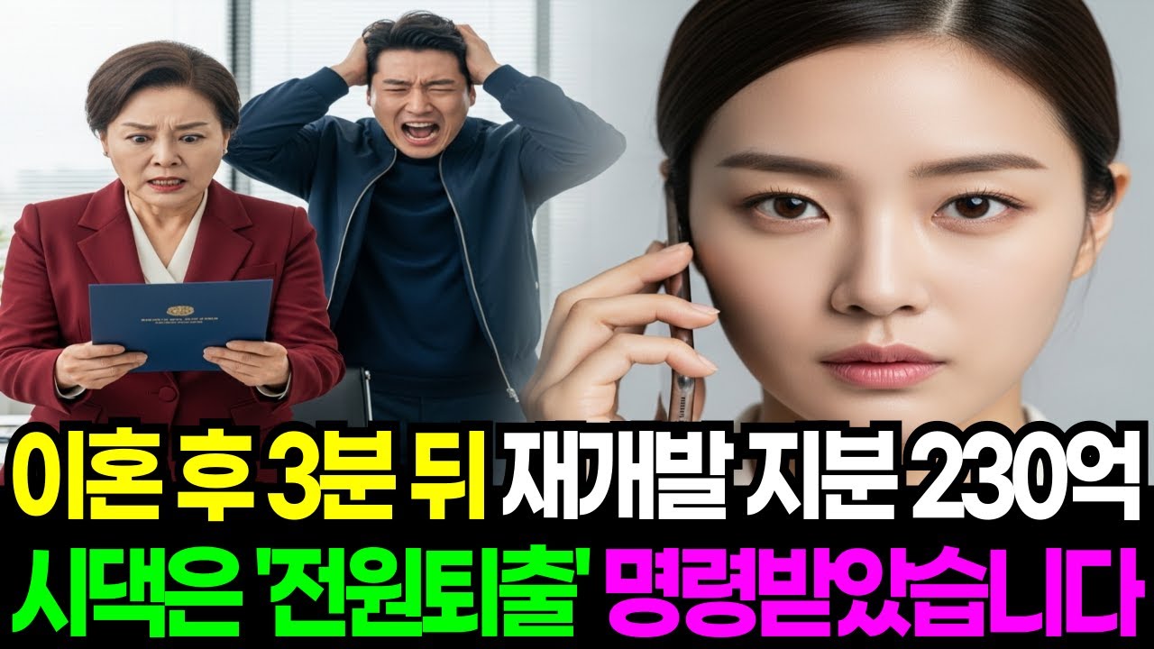 이혼도장 찍자마자 재개발지분 230억 진짜 주인 밝혀지며, 시댁은 전원퇴출 명령받았습니다 | 오디오북 | 노후사연 | 감동사연 | 시니어사연 | 막장사연