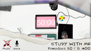 Study with me daily - Pomodoro 50 / 5 - No Music - Keyboard/Mouse/Rain Sound ASMR - #010