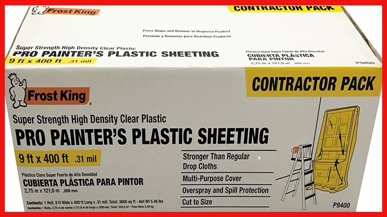 Great product -  Frost King P9400 High Density Painter's Plastic Sheeting, 9' x 400' x .31 mil, Clea