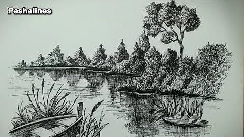 How to draw beautiful landscape scenery | Ink drawing