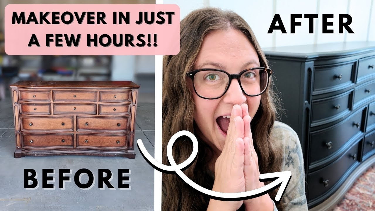 Dresser Makeover in HOURS! Black & Stained Base (Fast & Easy!)