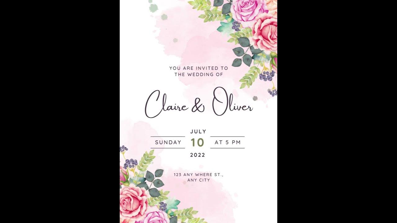 Digital animated invitation with rsvp pink floral wedding invitation