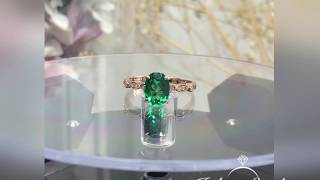 6x8mm Oval AAA Emerald Cut Emerald Ring Solid 14K Rose Gold Wedding Ring Emerald Engagement Ring