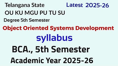 Object  Oriented Systems Development | Syllabus | 2025 - 26 | BCA., 5th semester OU KU MGU PU TU