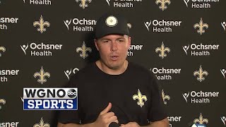 Head coach Kellen Moore recaps the New Orleans Saints' first training camp practice with pads