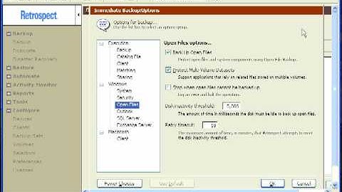Open File Backup with Retrospect for Win