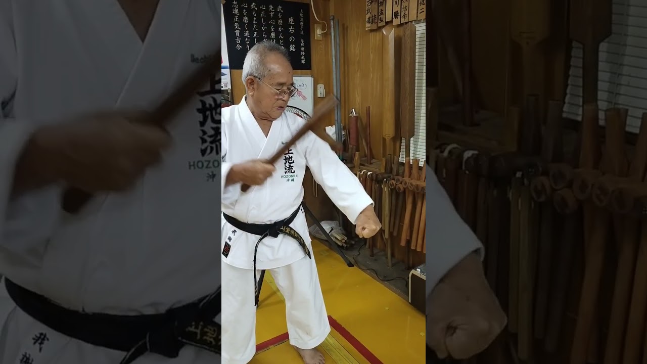 Hardening kitae training with a sledgehammer /Takehiro Gaja 9 dan Uechi ryu Karate Hozonkai