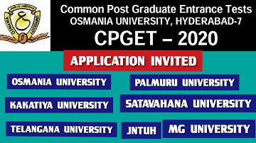 Osmania University Application Invited.. | CPGET 2020 | Courses | Universities | Fee