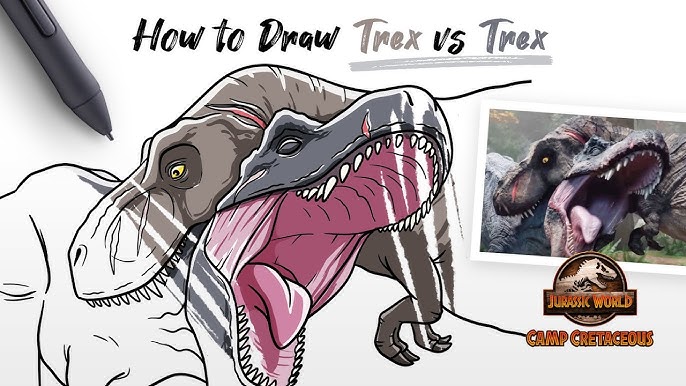 How to Draw Trex Tyrannosaurus Rex dinosaur from Jurassic World Dominion  Easy Step By Step 