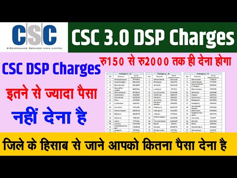 CSC 3.0 DSP Selection Charges District Wise किस जिले मे कितना देना होगा पैसा 150 रु या 2000 रु