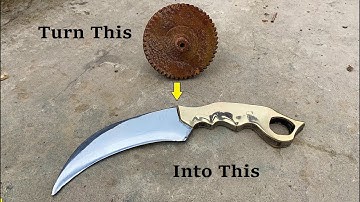 Turning a RUSTY LEAF SPRING into Shiny But Razor Sharp KARAMBIT KNIFE