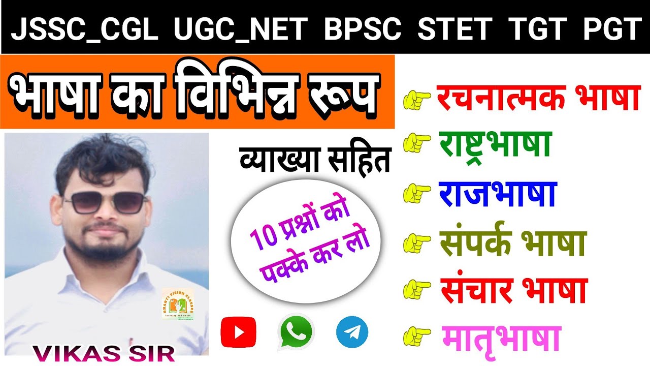 भाषा के विभिन्न रूप ll रचनात्मक भाषा l राष्ट्रभाषा l राजभाषा संपर्क भाषा l संचार भाषा l मातृभाषा