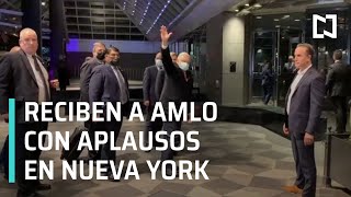 Reciben a AMLO con aplausos a su llegada a Nueva York, donde participará en la ONU - Hora 21