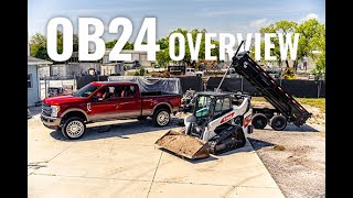 Overview of OB24 14ft dump trailer, Ford King Ranch, T66 Bobcat