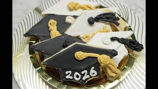 Graduation cap cookie cutter review, and decorating graduation cap cookies with Royal icing