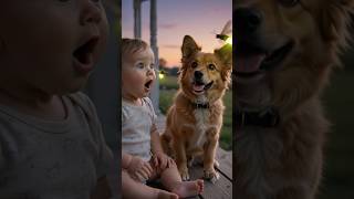 Baby and Dog Watch Fireflies at Dusk and Cannot Believe Their Eyes 😂✨🐶 Most Magical #cutebaby#dog