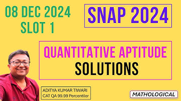 SNAP 2024 Slot 1 Shift 1 Question Paper & Solution || QUANT Complete Answer Key 8 Dec Shift 1