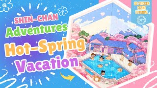 Crayon Shin Chan Hot Spring Vacation ♨️ | DIY 3D Sticker Scene Craft Tutorial screenshot 4